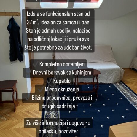 Izdajem stan – odmah useljiv!