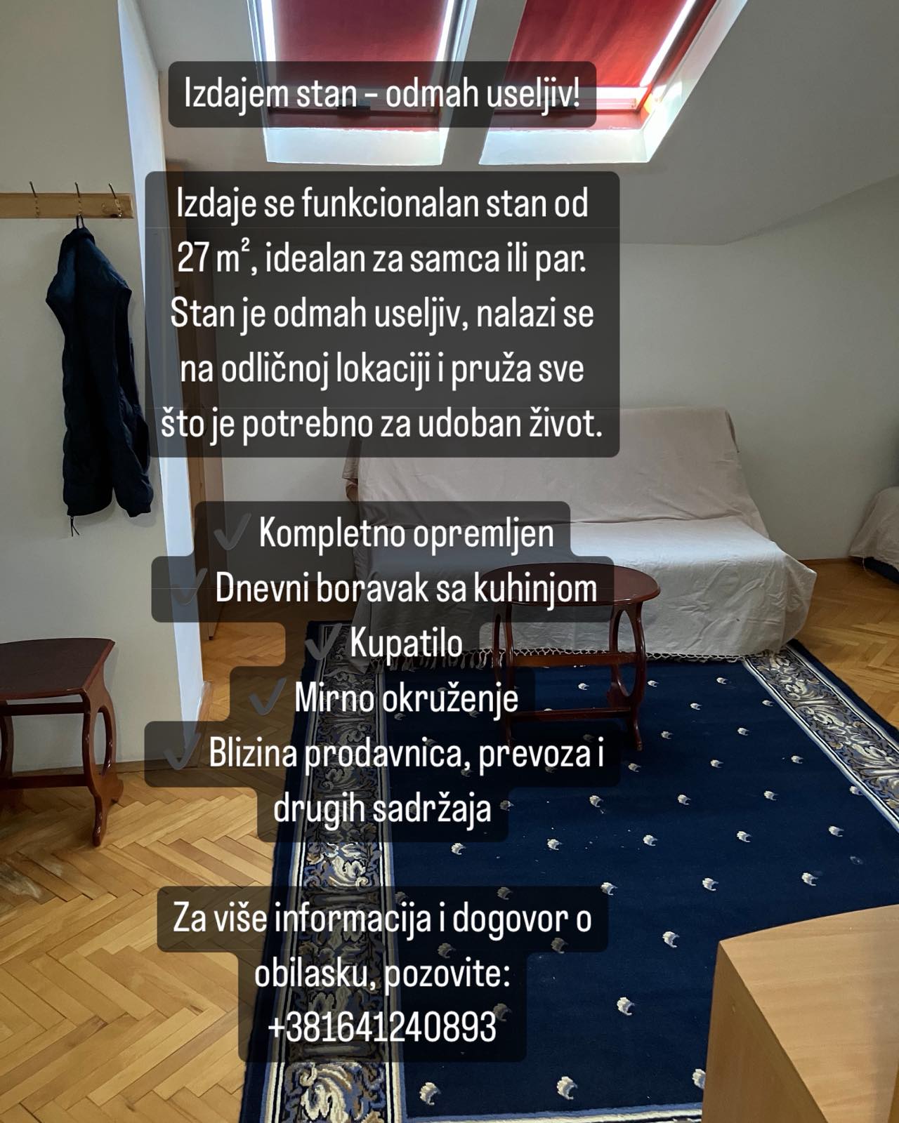 Izdajem stan – odmah useljiv!